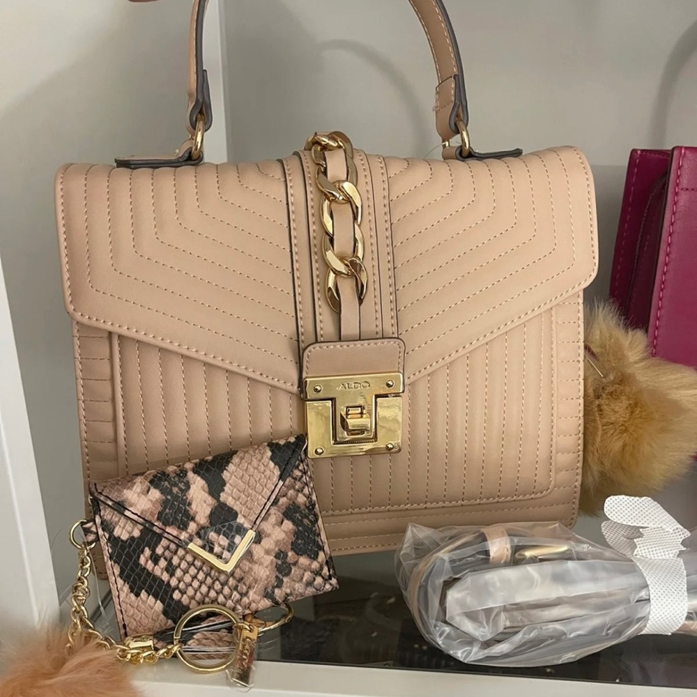 Quilted Blush Aldo Bag Set